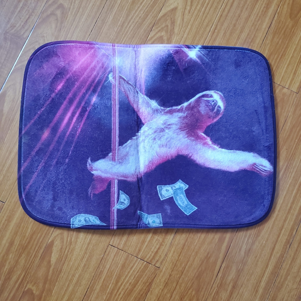 Society 6 Purple Sloth Bath Mat